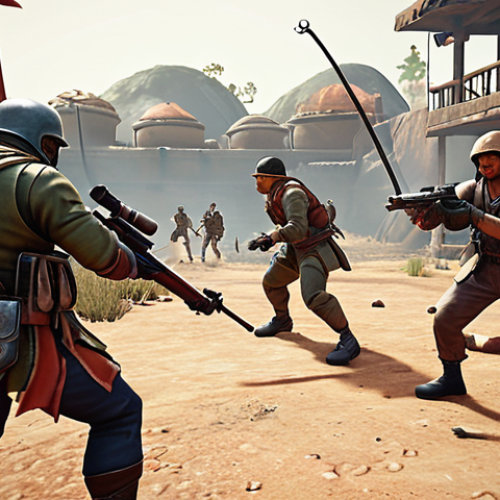 Home 11 **A diverse team of characters with unique abilities, battling enemies in a stylized retro battlefield. Focus on the synergy between the characters and the strategic use of their skills. The scene should evoke a sense of tactical gameplay, not just mindless grinding.**
