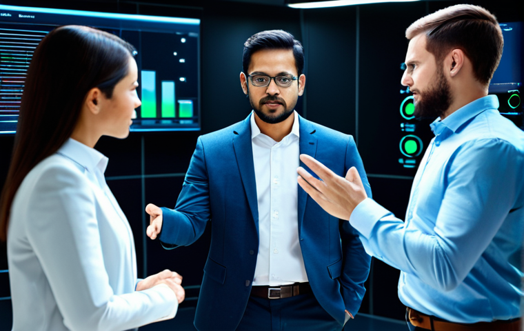 A professional, diverse team of three strategists, fully clothed in modest, modern business attire, standing in a sleek, high-tech control room. One strategist gestures with a hand, emitting a subtle, glowing aura, representing a support or debuff effect. Another stands confidently, hands clasped, embodying stability and resilience. The third observes a holographic display showing abstract strategic data. The atmosphere is focused and intelligent, with sophisticated lighting. Perfect anatomy, correct proportions, natural pose, well-formed hands, proper finger count, natural body proportions. Safe for work, appropriate content, professional, family-friendly.