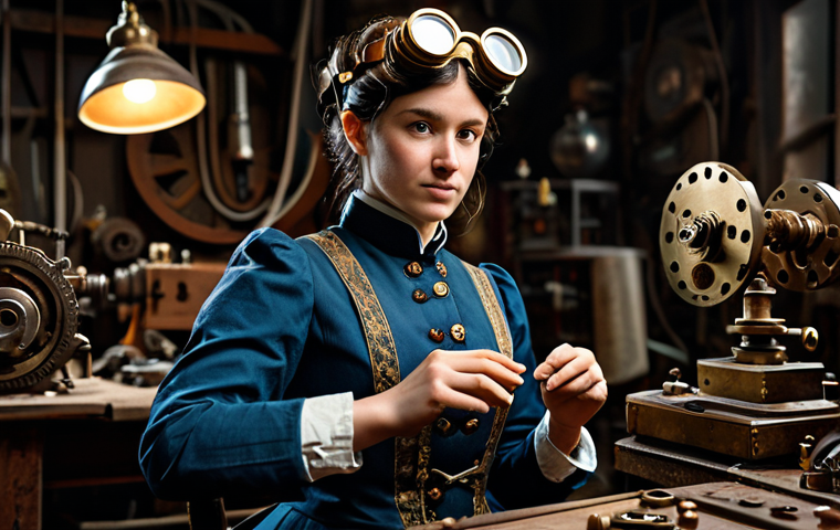 Steampunk Inventor**

A fully clothed female inventor in her workshop, surrounded by gears, blueprints, and strange devices. She wears a tailored, modest Victorian-era outfit with goggles perched on her head. Background: a dimly lit, cluttered workshop with brass and copper machinery. Style: highly detailed, cinematic lighting, perfect anatomy, correct proportions, natural pose, well-formed hands, proper finger count, natural body proportions. safe for work, appropriate content, fully clothed, professional, modest, family-friendly.

**