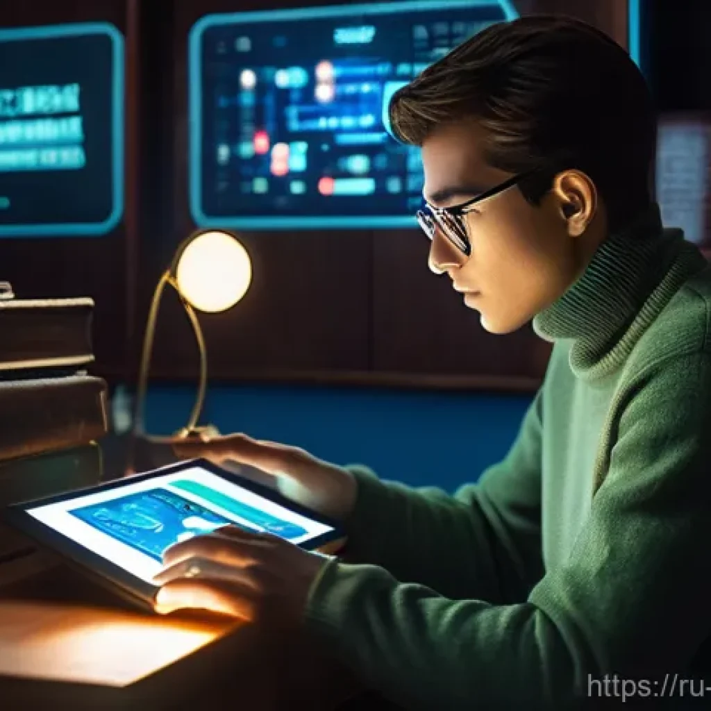 리버스 1999 공식 포럼 참여법 - A curious young man, dressed in a stylish retro-futuristic outfit with subtle hints of late 20th-cen...