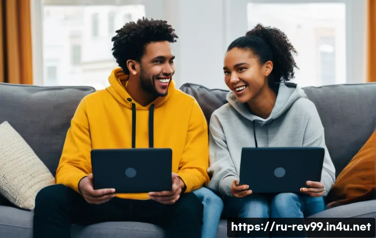 리버스 1999 팬들과의 교류 방법 - **Prompt:** A group of three diverse young adults (ages 15-20), two female and one male, are comfort...