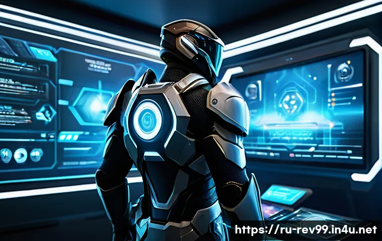리버스 1999 유료 아이템 분석 - A detailed digital illustration of a futuristic game character enhancement interface, featuring a ma...