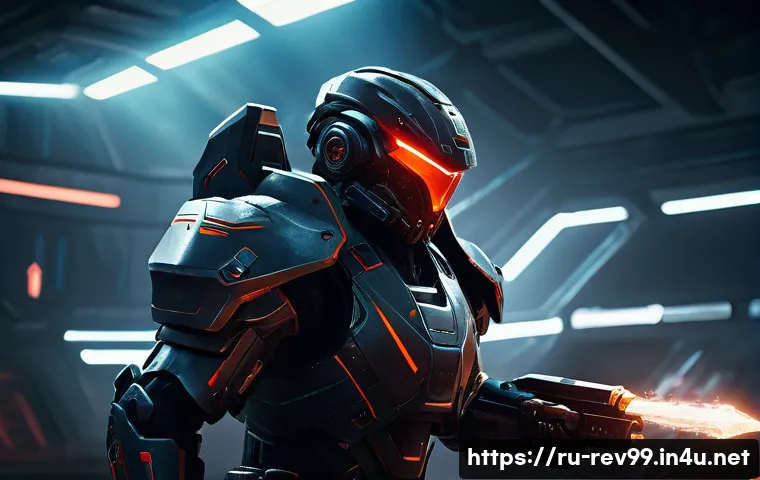 리버스 1999 PvE 보스 AI 분석 - A dynamic battle scene from a futuristic sci-fi game featuring a powerful AI boss with glowing red e...