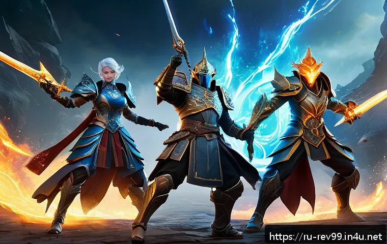 리버스 1999 파트너 캐릭터 추천 - A balanced fantasy battle team composed of four characters: two fierce damage-dealers wielding eleme...