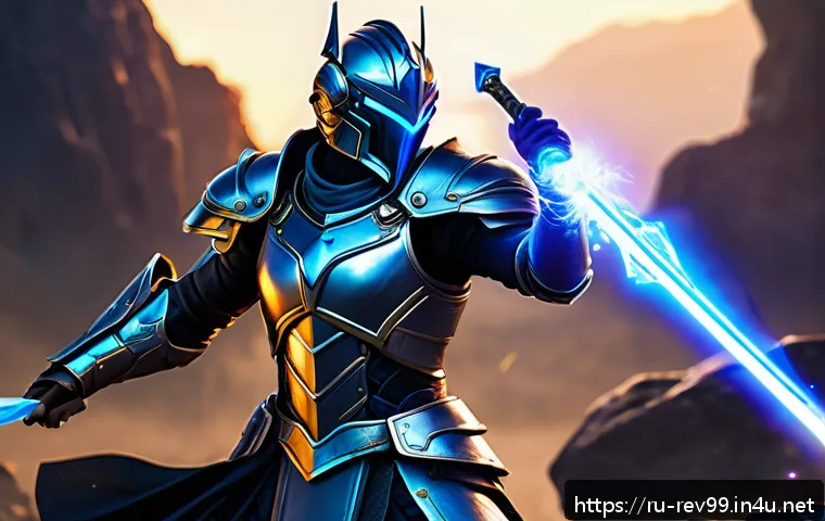 리버스 1999 에너지 시스템 이해 - A dynamic fantasy RPG scene featuring a character clad in detailed armor with energy visibly flowing...