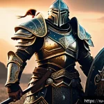 리버스 1999 커스터마이징 옵션 가이드 - A detailed digital illustration of a warrior character in heavy armor designed for maximum defense a...