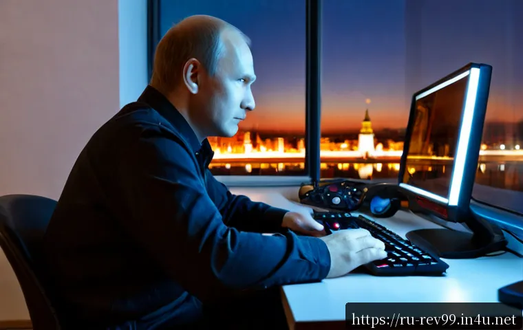 Home 17 리버스 1999 RPG 기초 용어 설명 - Photorealistic Russian home gaming desk, mature adult player studying a fantasy RPG on a widescreen ...